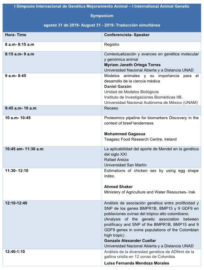 agenda 2019 genetica